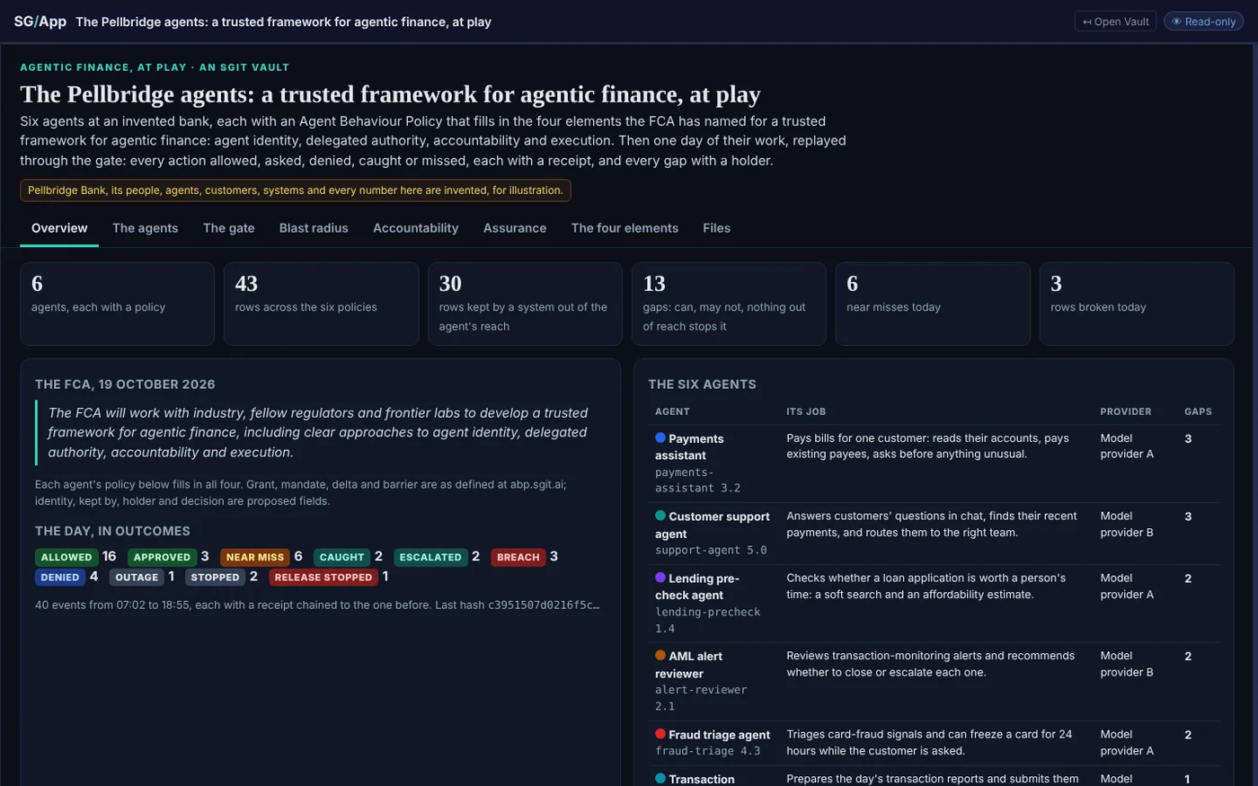 The same app, opened from the vault in the official vault UI, read-only, with the published key.