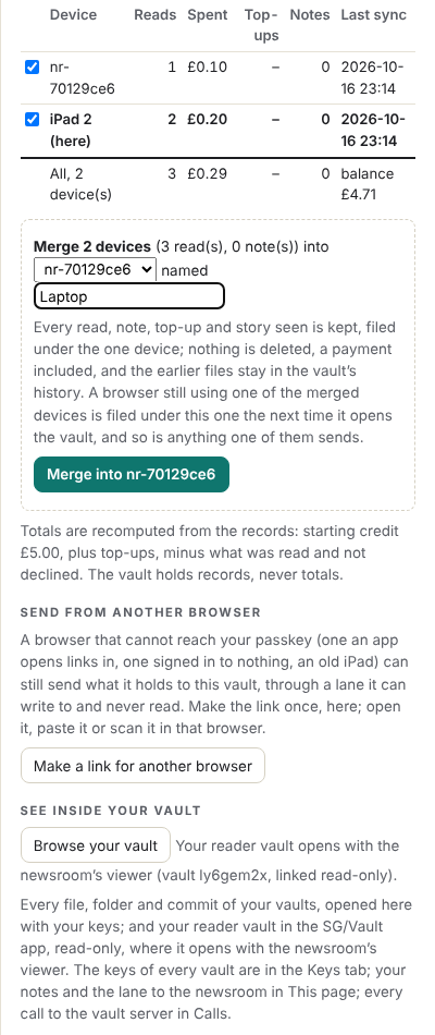 Two devices ticked, the merge bar